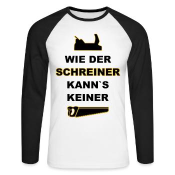 Schreiner - Unisex Baseballshirt langarm - Weiß/Schwarz - Vorne - Nik (191cm)