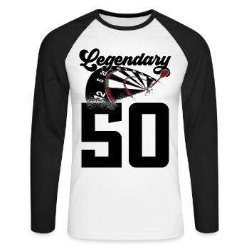 50TH BIRTHDAY DART LEGEND 1976 - Unisex Long Sleeve Baseball T-Shirt - white/black - Front - Nik (191cm)