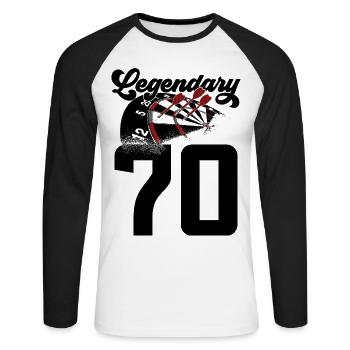 70TH BIRTHDAY DART LEGEND 1951 - Unisex Long Sleeve Baseball T-Shirt - white/black - Front - Nik (191cm)