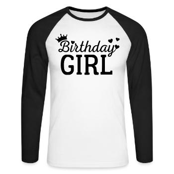 Birthday girl - Unisex Long Sleeve Baseball T-Shirt - white/black - Front - Nik (191cm)