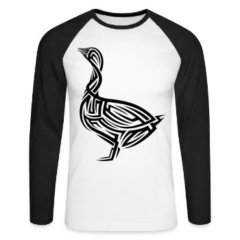 Goose Tribal Tattoo - Unisex Long Sleeve Baseball T-Shirt - white/black - Front - Nik (191cm)