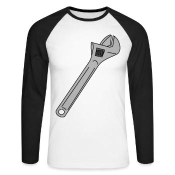 Wrench Adjustable Wrench English - Unisex Long Sleeve Baseball T-Shirt - white/black - Front - Nik (191cm)