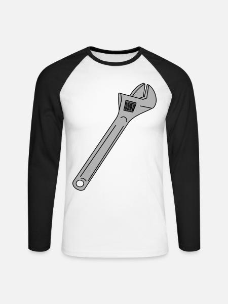 Wrench Adjustable Wrench English - Unisex Long Sleeve Baseball T-Shirt - white/black