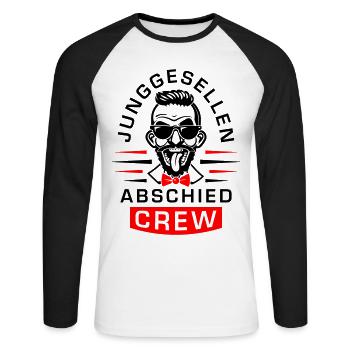 Enterrement de vie de garçon Équipage Enterrement de vie de garçon - T-shirt baseball manches longues Homme - blanc/noir - Devant - Nik (191cm)