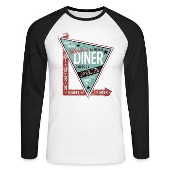 Rosie´s Diner - Unisex Baseballshirt langarm - Weiß/Schwarz - Vorne - Nik (191cm)