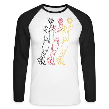 Schéma en 3 | | de basket-ball Tournoi - T-shirt baseball manches longues Homme - blanc/noir - Devant - Nik (191cm)