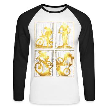 Mountainbike | MTB | Mountainbiker Gold - Unisex Baseballshirt langarm - Weiß/Schwarz - Vorne - Nik (191cm)