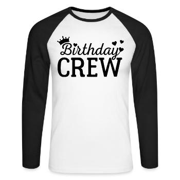 Birthday crew - Unisex Long Sleeve Baseball T-Shirt - white/black - Front - Nik (191cm)
