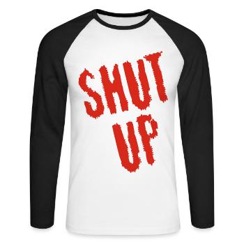 Be quiet! (red) - Unisex Long Sleeve Baseball T-Shirt - white/black - Front - Nik (191cm)