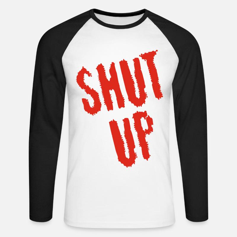 Sei still! (rot) - Unisex Baseballshirt langarm - Weiß/Schwarz