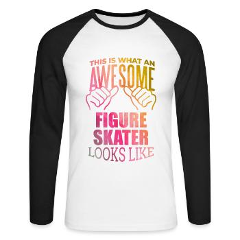 Figure Skating Figure Skating Figure Skating - Unisex Long Sleeve Baseball T-Shirt - white/black - Front - Nik (191cm)