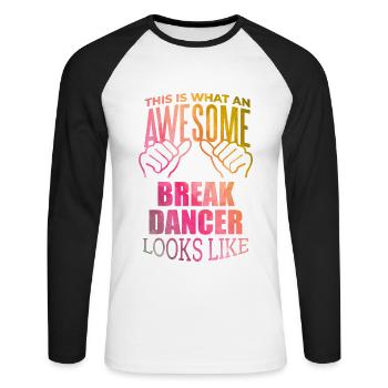 Break Dance - Unisex Long Sleeve Baseball T-Shirt - white/black - Front - Nik (191cm)