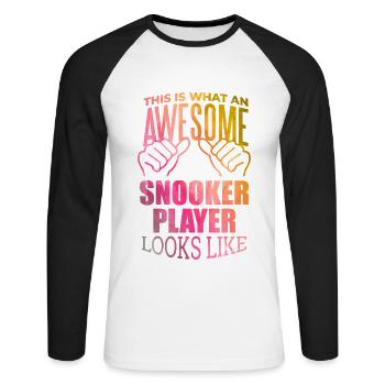 snooker - T-shirt baseball manches longues Homme - blanc/noir - Devant - Nik (191cm)