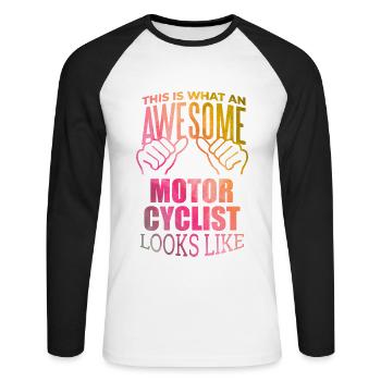Motorcycle Motorcycle Motorcycle - Unisex Long Sleeve Baseball T-Shirt - white/black - Front - Nik (191cm)