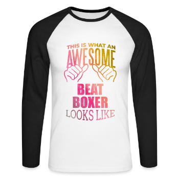 Beatboxer - Unisex Long Sleeve Baseball T-Shirt - white/black - Front - Nik (191cm)