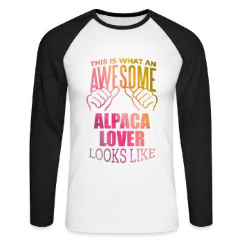 Alpaga Alpaga Alpaga - T-shirt baseball manches longues Homme - blanc/noir - Devant - Nik (191cm)