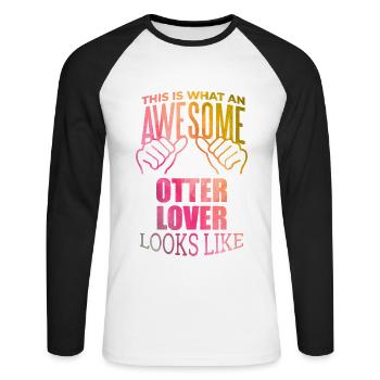 Otter - Unisex Baseballshirt langarm - Weiß/Schwarz - Vorne - Nik (191cm)