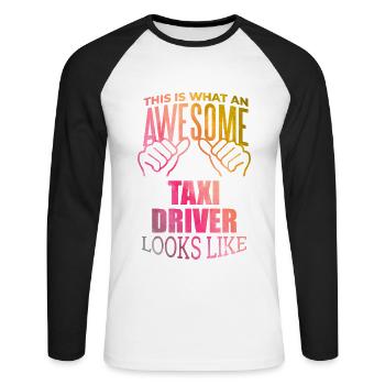 Chauffeur de taxi Chauffeur de taxi - T-shirt baseball manches longues Homme - blanc/noir - Devant - Nik (191cm)