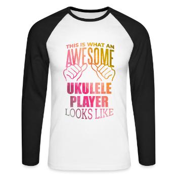 Ukulele - Unisex Long Sleeve Baseball T-Shirt - white/black - Front - Nik (191cm)