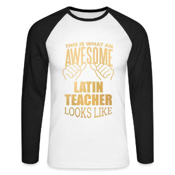 Latin - T-shirt baseball manches longues Homme - blanc/noir - Devant - Nik (191cm)