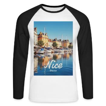 Nice Port of Nice - Unisex Long Sleeve Baseball T-Shirt - white/black - Front - Nik (191cm)