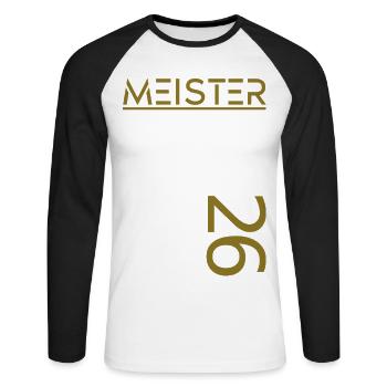 Master est. 2026 - T-shirt baseball manches longues Homme - blanc/noir - Devant - Nik (191cm)
