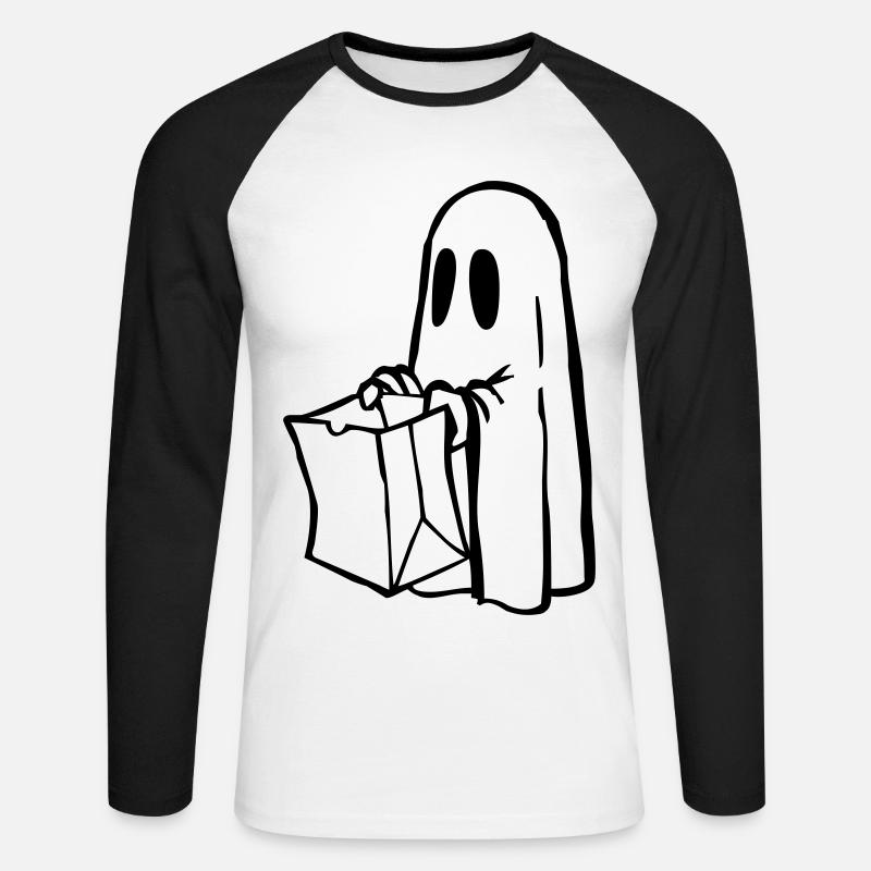 Gespenst - Unisex Baseballshirt langarm - Weiß/Schwarz