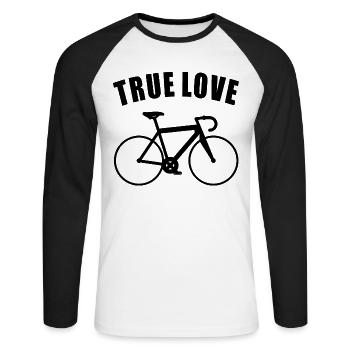 Vélo de course Love Triathlon Vélo cadeau cycliste - T-shirt baseball manches longues Homme - blanc/noir - Devant - Nik (191cm)