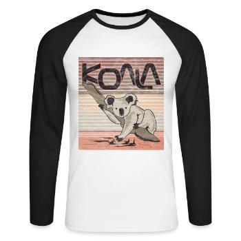 Retro koala - Unisex Long Sleeve Baseball T-Shirt - white/black - Front - Nik (191cm)