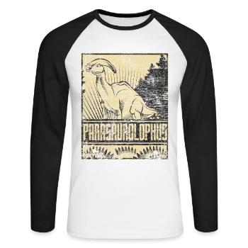 Parasaurolophus Saurier Dinosaruier Herbivore - Unisex Baseballshirt langarm - Weiß/Schwarz - Vorne - Nik (191cm)