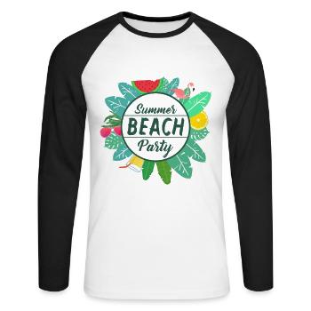 summer - Unisex Long Sleeve Baseball T-Shirt - white/black - Front - Nik (191cm)