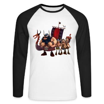 Wickie Und Die Starken Männer Team Sven - Unisex Baseballshirt langarm - Weiß/Schwarz - Vorne - Nik (191cm)