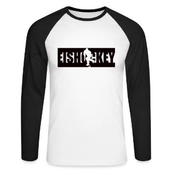 Eishockey - Eishockey TShirt - Unisex Baseballshirt langarm - Weiß/Schwarz - Vorne - Nik (191cm)