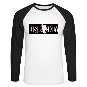 Eishockey Shirt - Unisex Baseballshirt langarm - Weiß/Schwarz - Vorne - Nik (191cm)