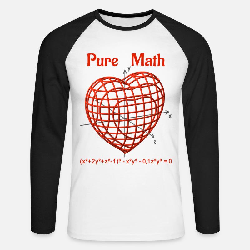 Heart Function 3D - Pure Math - Unisex Long Sleeve Baseball T-Shirt - white/black