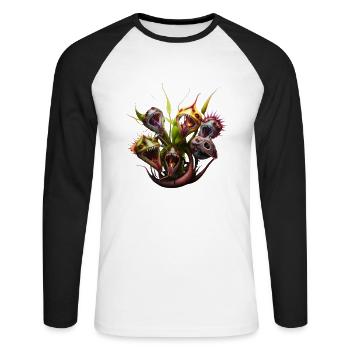 Plant zombies on the hunt - Unisex Long Sleeve Baseball T-Shirt - white/black - Front - Nik (191cm)