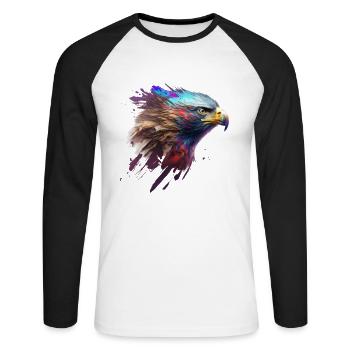 Mighty Eagle: une peinture à l’huile moderne - T-shirt baseball manches longues Homme - blanc/noir - Devant - Nik (191cm)