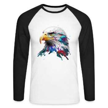 Mighty Eagle: une peinture à l’huile moderne - T-shirt baseball manches longues Homme - blanc/noir - Devant - Nik (191cm)