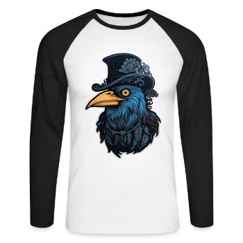 Crow with Hat Halloween - Unisex Long Sleeve Baseball T-Shirt - white/black - Front - Nik (191cm)