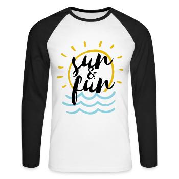 soleil et plaisir - T-shirt baseball manches longues Homme - blanc/noir - Devant - Nik (191cm)