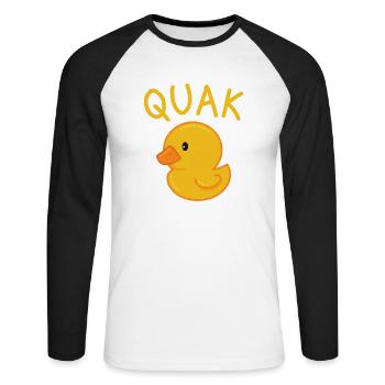 Lustige Ente "Quak mich nicht voll" Geschenk - Unisex Baseballshirt langarm - Weiß/Schwarz - Vorne - Nik (191cm)