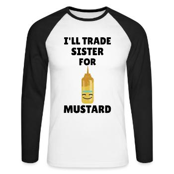 Cadeau d'amant de moutarde moutarde Sister Swap - T-shirt baseball manches longues Homme - blanc/noir - Devant - Nik (191cm)