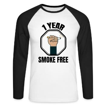 1 year smoke free | Smoking Heard ex-smokers - Unisex Long Sleeve Baseball T-Shirt - white/black - Front - Nik (191cm)