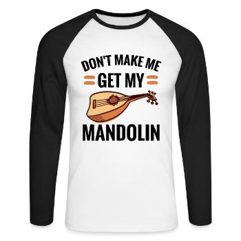 Cadeau de mandoline Cadeau de joueur de mandoline - T-shirt baseball manches longues Homme - blanc/noir - Devant - Nik (191cm)