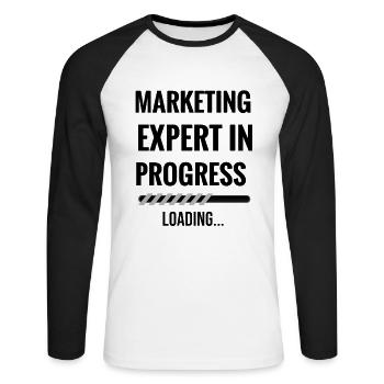 Marketing student Future marketing expert - Unisex Long Sleeve Baseball T-Shirt - white/black - Front - Nik (191cm)