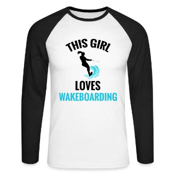 Wakeboard Pour les femmes | Wakeboarder Wakeboard - T-shirt baseball manches longues Homme - blanc/noir - Devant - Nik (191cm)