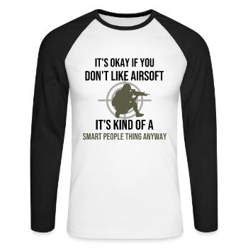 Airsoft Player Airsoft Lover Softair Shooting - Unisex Long Sleeve Baseball T-Shirt - white/black - Front - Nik (191cm)