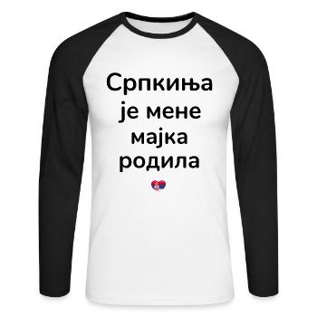 Srbija Serbie Fier serbe | Mère serbe - T-shirt baseball manches longues Homme - blanc/noir - Devant - Nik (191cm)