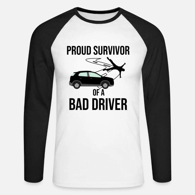 Autounfall Genesungsgeschenk Unfall Auto Operation - Unisex Baseballshirt langarm - Weiß/Schwarz