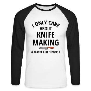Knife Makers Gift Cutlery Knife Making - Unisex Long Sleeve Baseball T-Shirt - white/black - Front - Nik (191cm)